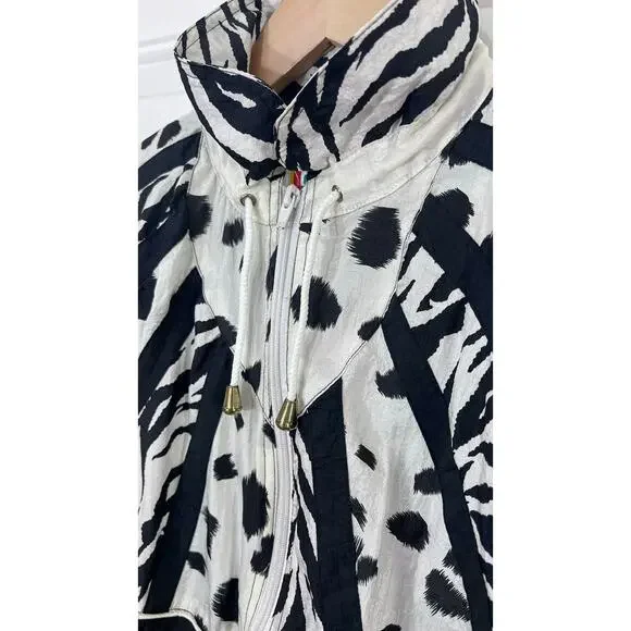 Vintage 90s EVR Windbreaker Jacket Animal Print Colorblock Zebra Spots Womens PL - Picture 10 of 12
